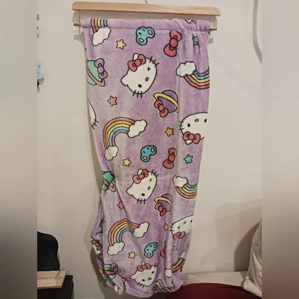 Hello Kitty Purple Cloud Rainbow Throw Blanket